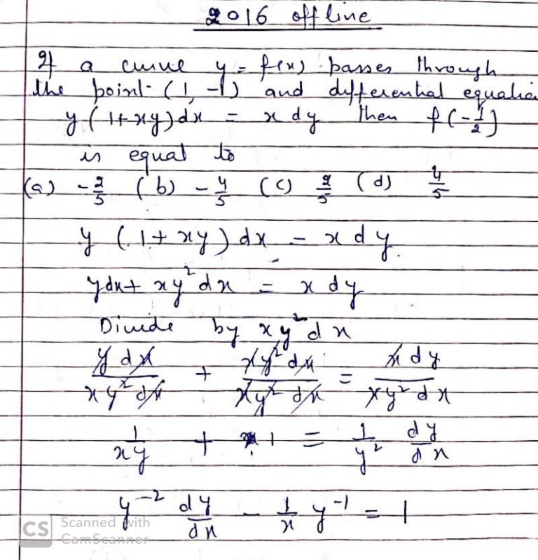 Differential Equations JEE Mains Answers Minakshi Maths Academy
